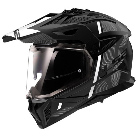 Casco LS2 MX702 Pioneer II HILL Negro OPACO Blanco | MotoGM