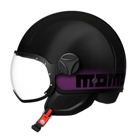 Casco Momo design FGTR stripe negro brillante fucsia E2206 | MotoGM