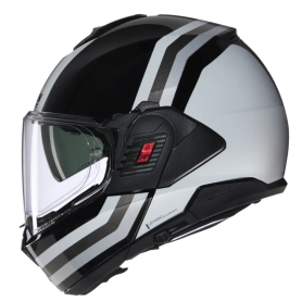 Casco Nolan N120-1 negro blanco plata Lineo 348 | MotoGM