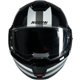 Casco Nolan N120-1 negro blanco plata Lineo 348
