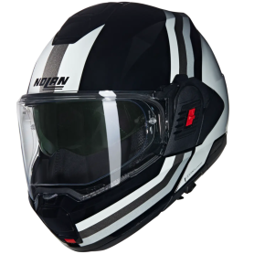 Helm Nolan N120-1 schwarz weiß silber Lineo 348 | MotoGM