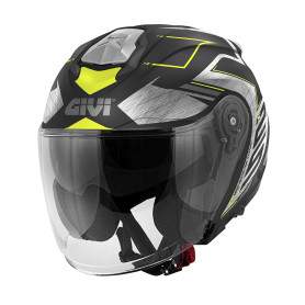 Casco jet Givi X25 TRACE Negro Plata Amarillo OPACO | MotoGM