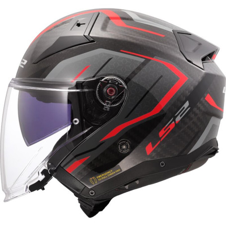 LS2 jet helmet OF603 Infinity II Carbon URUS grey red