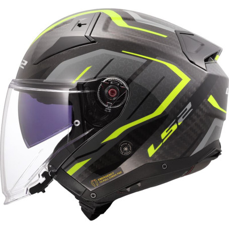 Casco jet LS2 OF603 Infinity II Carbono URUS gris amarillo | MotoGM