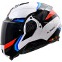 Casque Modulable LS2 FF910 Advant II Triple blanc bleu rouge brillant