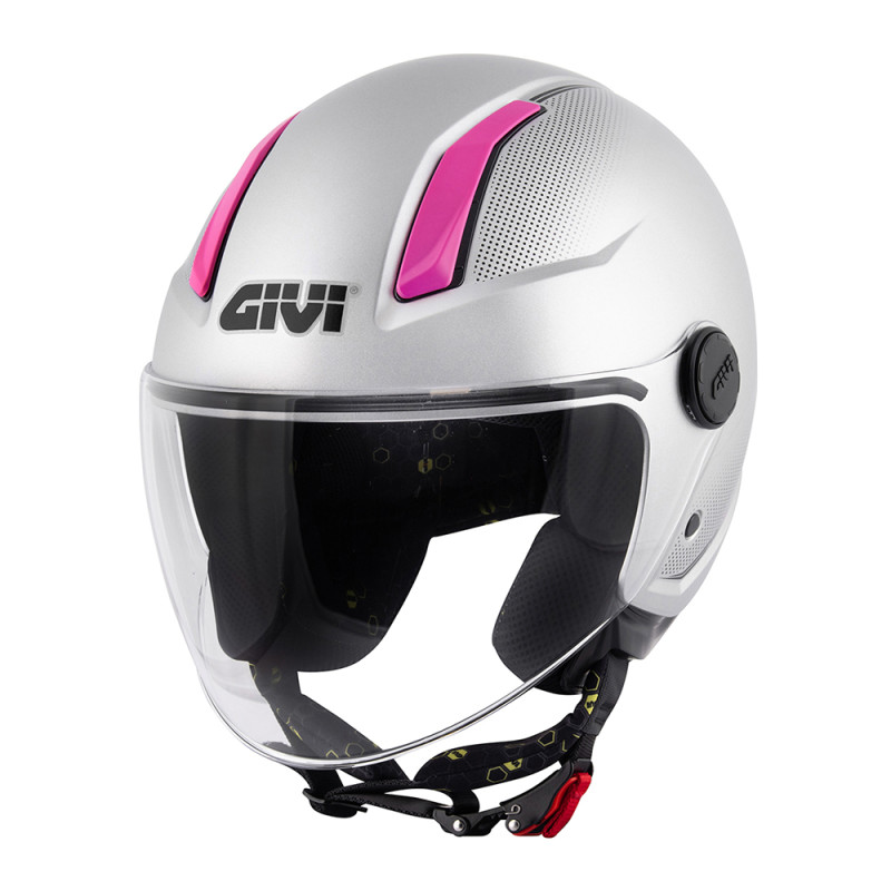 Casco jet Givi 11.7 Solid Color gris opaco fucsia | MotoGM