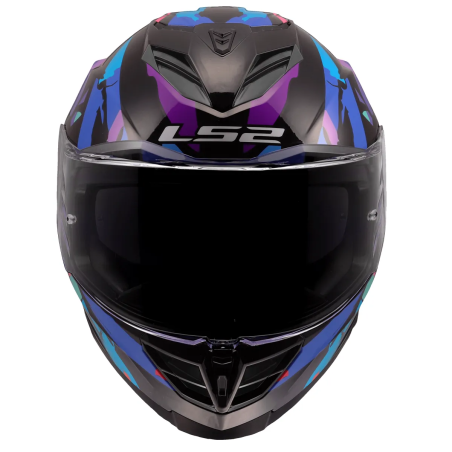 Casco integral LS2 Storm III Kaos negro púrpura azul brillante