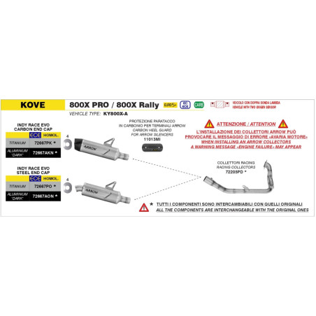 Arrow Indy Race Titan Endtopf für Kove 800X PRO / 800X Rally 25-26
