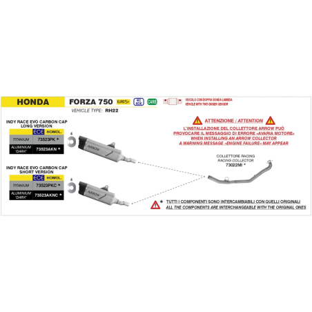 Arrow Indy Race Evo Titan Endtopf für Honda Forza 750 2025-2027