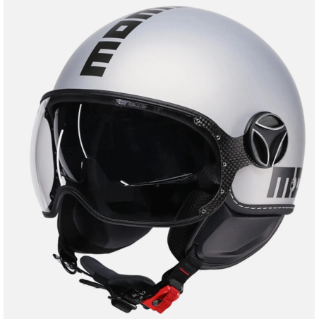 Casque Jet Momo Design FGTR Evo Gris Mat/Cerulean E2206