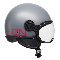 Casco Jet Momo Design FGTR Classic Fluo Gris Mate / Fucsia ECE2206 | MotoGM