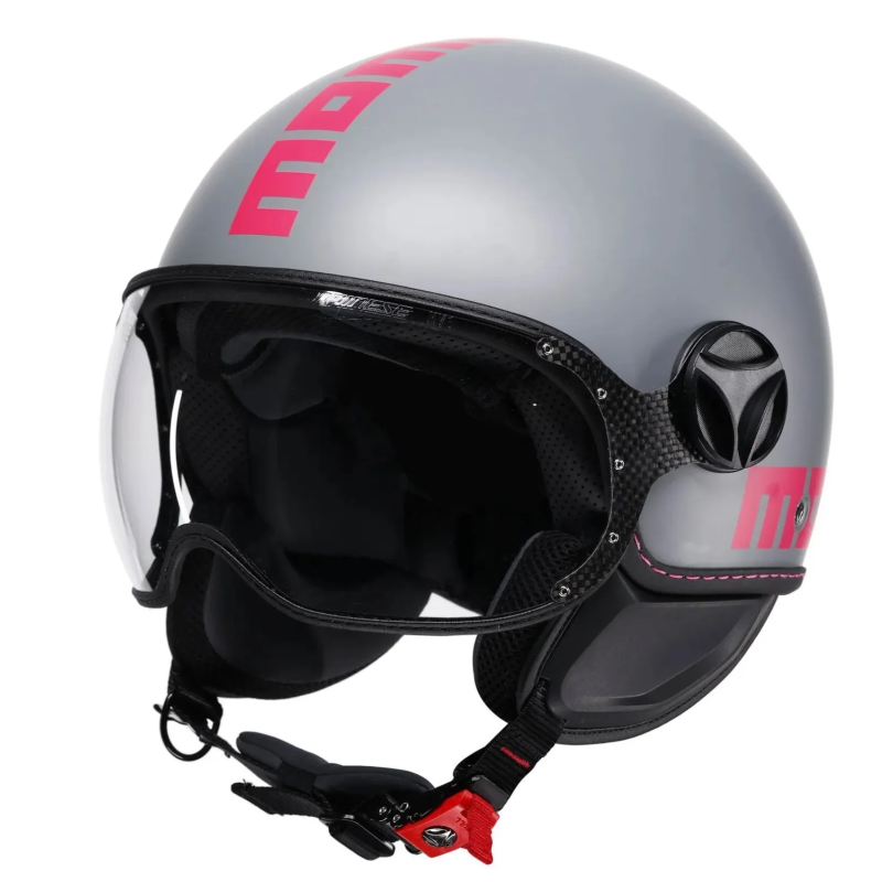 Casco Jet Momo Design FGTR Classic Fluo Matt grey / Fucsia ECE2206 | MotoGM