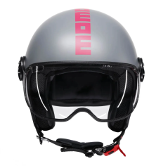Momo Design FGTR Classic Fluo Jet Helmet Matt Grey / Fuchsia ECE2206 | MotoGM