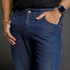 Jean moto LS2 Bradford homme coupe slim en denim stretch avec protections CE niveau 1 (Dark Blue)
