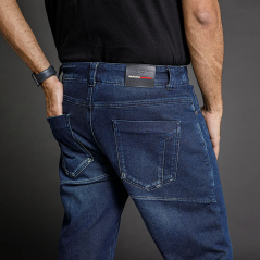 Vaqueros moto LS2 Bradford hombre slim fit de denim elástico con protecciones CE nivel 1 (Dark Blue)
