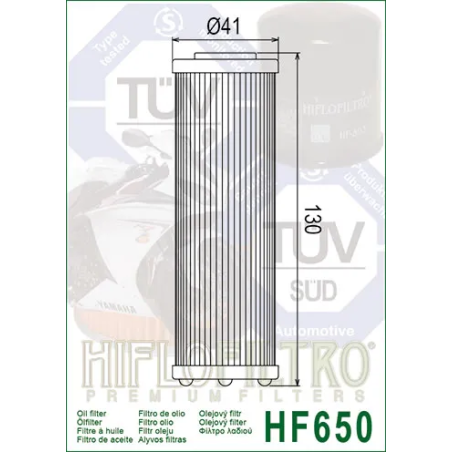 Hiflo HF650 Engine Oil Filter for CFMOTO MT800, Rally 450, SX 450/550, KTM 790 / 890 / 950 / 990 / 1050 / 1090 / 1190 / 1290