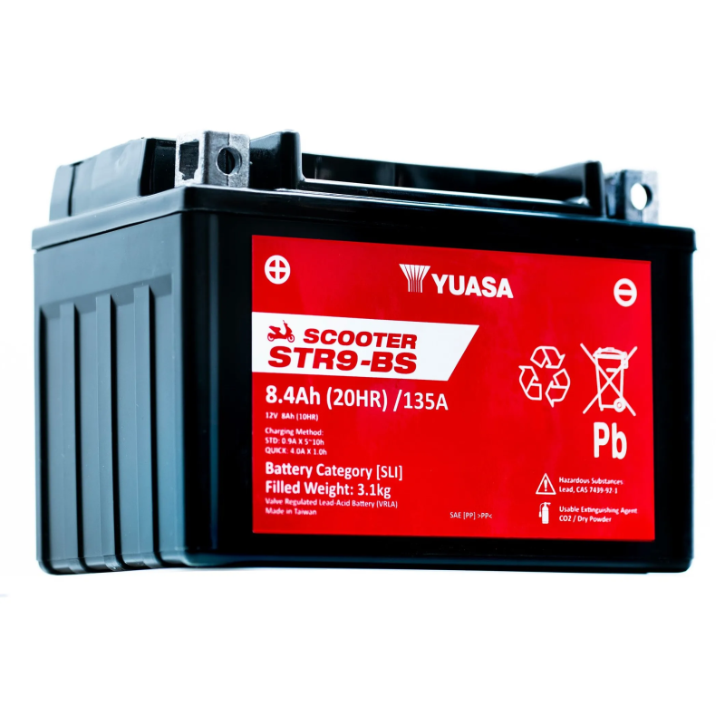Batterie Yuasa Scooter YTX9-BS STR9-BS 8A, positif gauche, 150x87x105mm