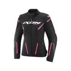 Chaqueta de moto mujer Ixon Striker 2 Lady negra y rosa CE AA impermeable
