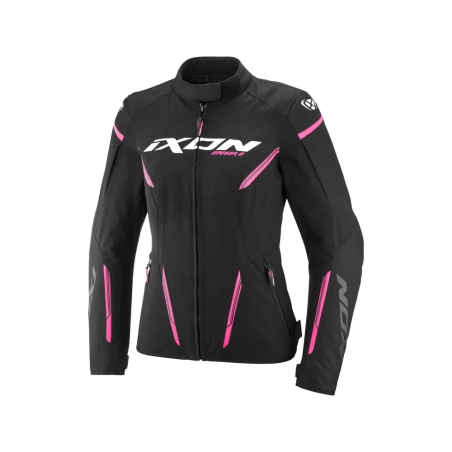 Blouson moto femme Ixon Striker 2 Lady noire et rose CE AA imperméable