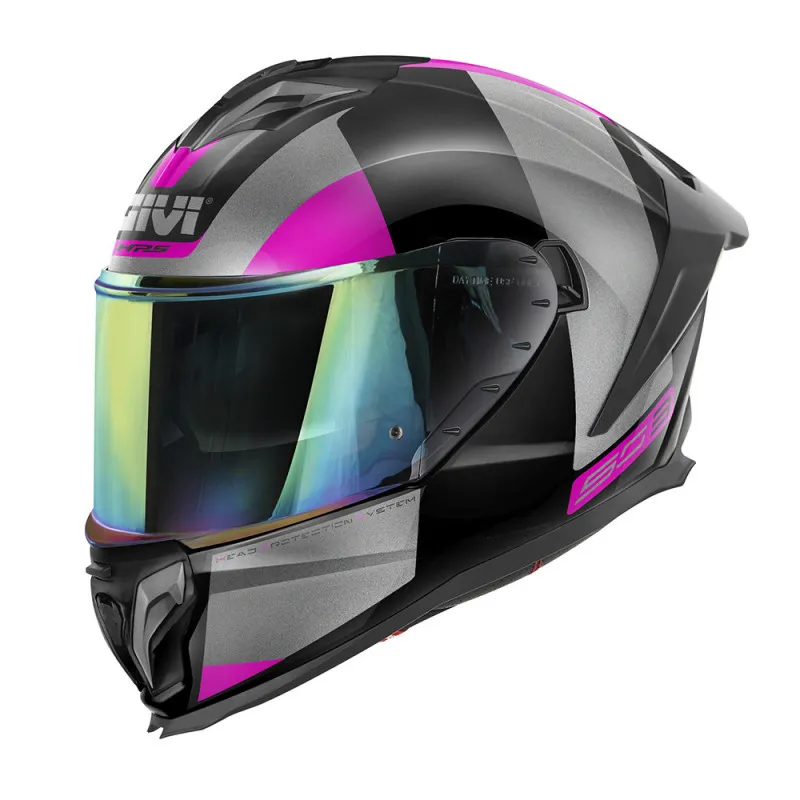 Casco integrale Givi 50.3 Vision nero lucido titanio fucsia ECE 22.06