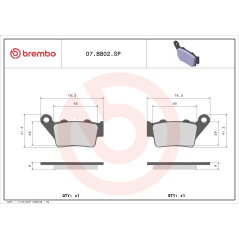 Brembo 07BB02SP gesinterte SP Straßen-Bremsbeläge hinten, 1 Paar