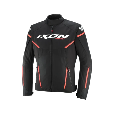Ixon Striker 2 Motorcycle Jacket Black White and Red CE AA Waterproof