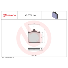 Brembo 07BB3396 Genuine Parts Sintered Brake Pads, 2 Pairs per Disc