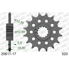 Piñón Afam de 17 dientes para cadena 520, Honda X-ADV 750 2017-2025, Forza 750 2021-2023, Integra 750, NC 750 y NC 750 X