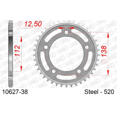 Corona Afam de acero de 38 dientes para cadena 520, Honda X-ADV 750 2017-2025, Forza 750 2021-2025, Integra 700-750 2012-2020