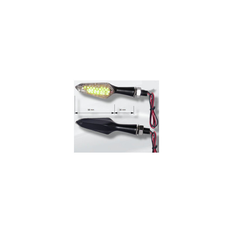 Blinker "Flasher" Far Homologiert Led in Aluminium schwarze (2 Stück)