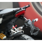 Portamatrículas regulable negro + luz de matrícula Evotech para Ducati Multistrada 1200, compatible con maletas laterales