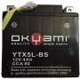 Batterie OKYAMI YTX5L-BS 4A, positif Droite, KTM EXC 250/400/450/525 - MXC 450  03-