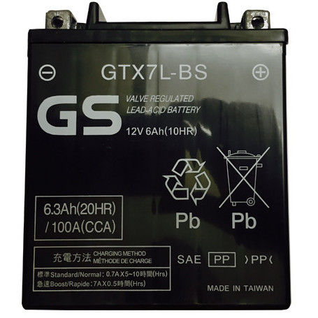 Batteria GS - Yuasa GTX7L-BS, YTX7L-BS 6,3A, positivo SX, 114x71x131mm