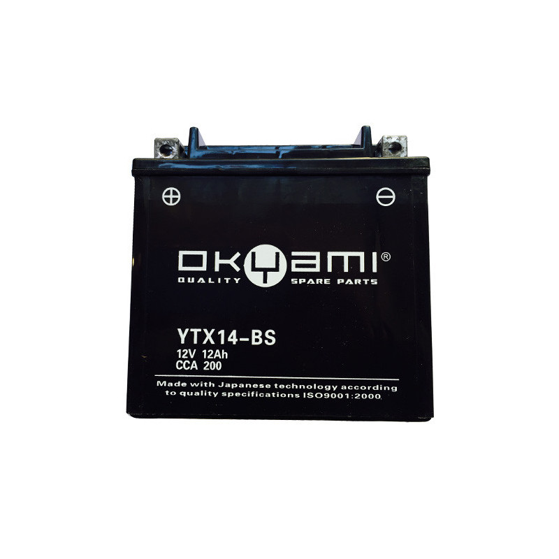 Batería Okyami YTX14-BS 12A, positivo SX