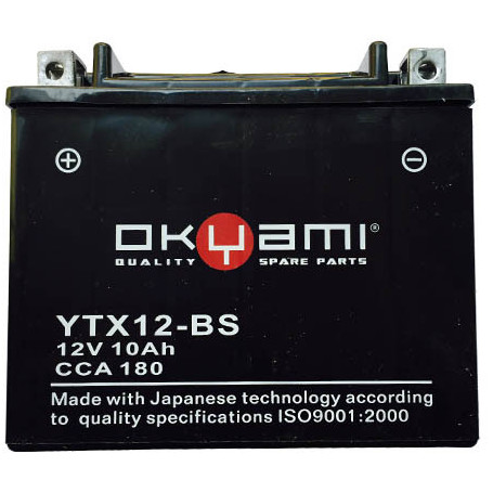 Batterie OKIAMI YTX12-BS 10,5 A positiv SX | MotoGM