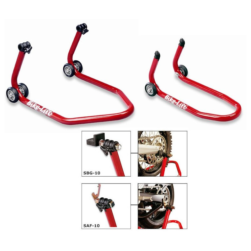 Caballete delantero fijo + trasero regulables con slitte | MotoGM
