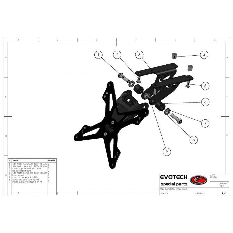 Evotech License plate holder for Aprilia RSV 1000/Tuono | MotoGM