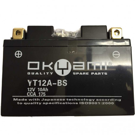 BATTERIE OKYAMI YT12A-BS Ducati 999, Burgman 250-400 03-06, GSX-R 750 00-06, GSX-R 1300 99-06, SV 650 98-02