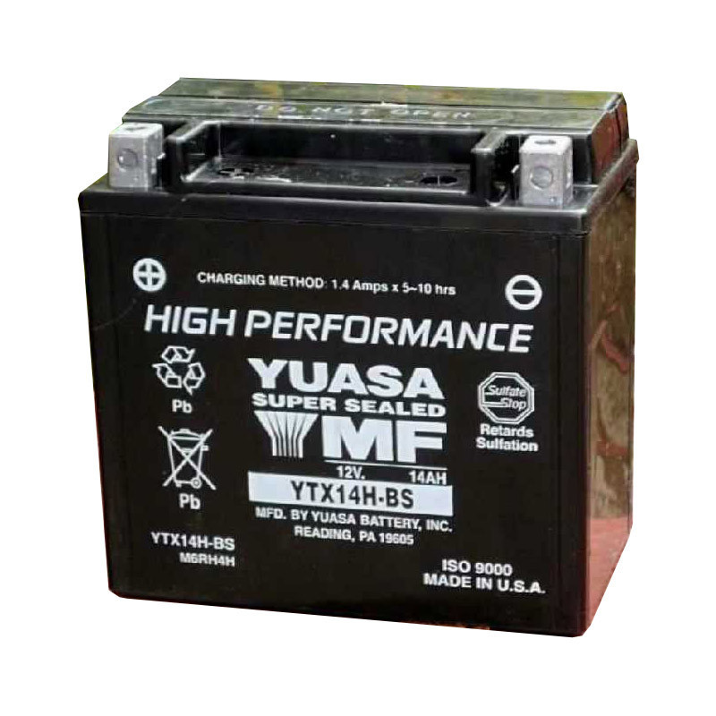 Batería Yuasa YTX14H-BS 12A, positivo SX