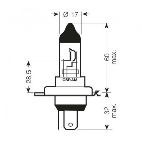 Lámpara halógena H4 Osram Bilux 12V 60/55W P43T Original parts | MotoGM
