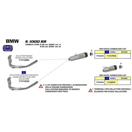 Endschalldämpfer Arrow Works Homologiert Titan für BMW S 1000 RR für Krümmer originali