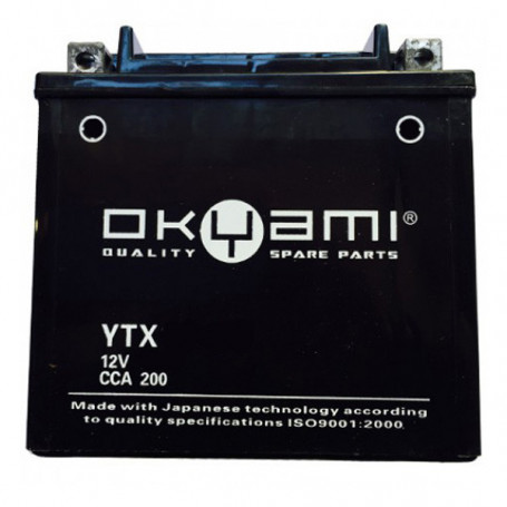Batteria YTX14L-BS OKYAMI Harley Davidson Sporter 883-1200 04-, Buell XB9R, XB12R, XB12S 12V 12 Ah con acido
