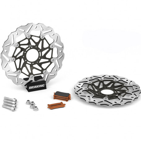 Kit dischi freno anteriori maggiorati Ø320 Braking wave per Honda Africa twin 1000 CRFL con distanziali OKWK21