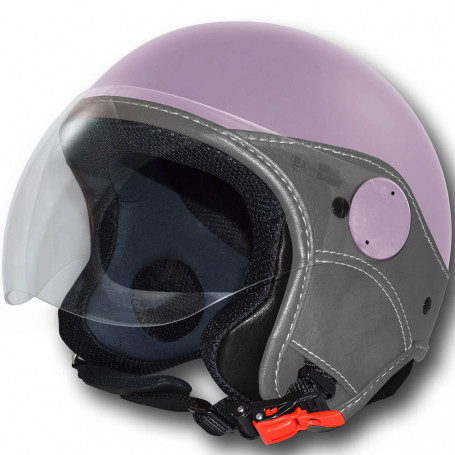 Casco jet LS Trendy Vision violeta opaco, pelle gris | MotoGM