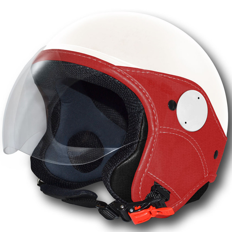 Casco jet LS Trendy Vision blanco, pelle rojo | MotoGM
