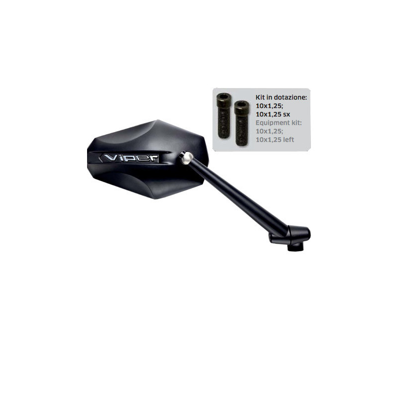 Espejo homologado Universal aluminio Far Viper 6 negro opaco da Manillar con adaptadores Derecho
