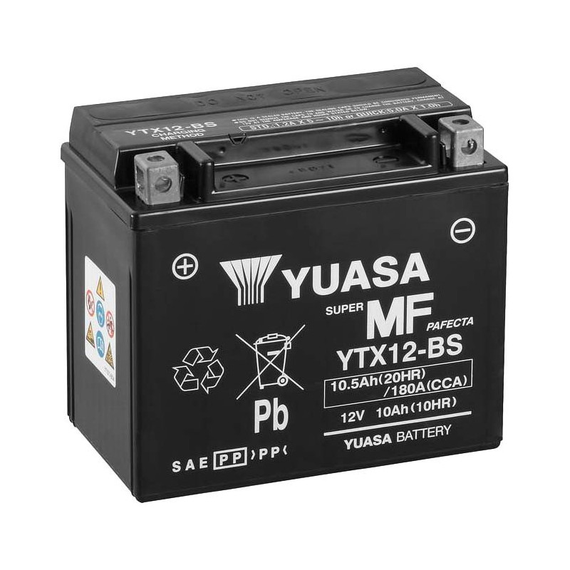 Batería Yuasa YTX12-BS 10A, positivo SX