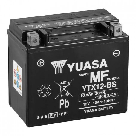 Yuasa Battery YTX12-BS 10A, Left polarity