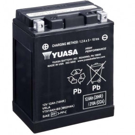 Batería Yuasa YTX14AH-BS 12A, positivo SX | MotoGM