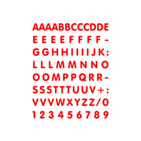 Table des autocollants lettres et chiffres rouge